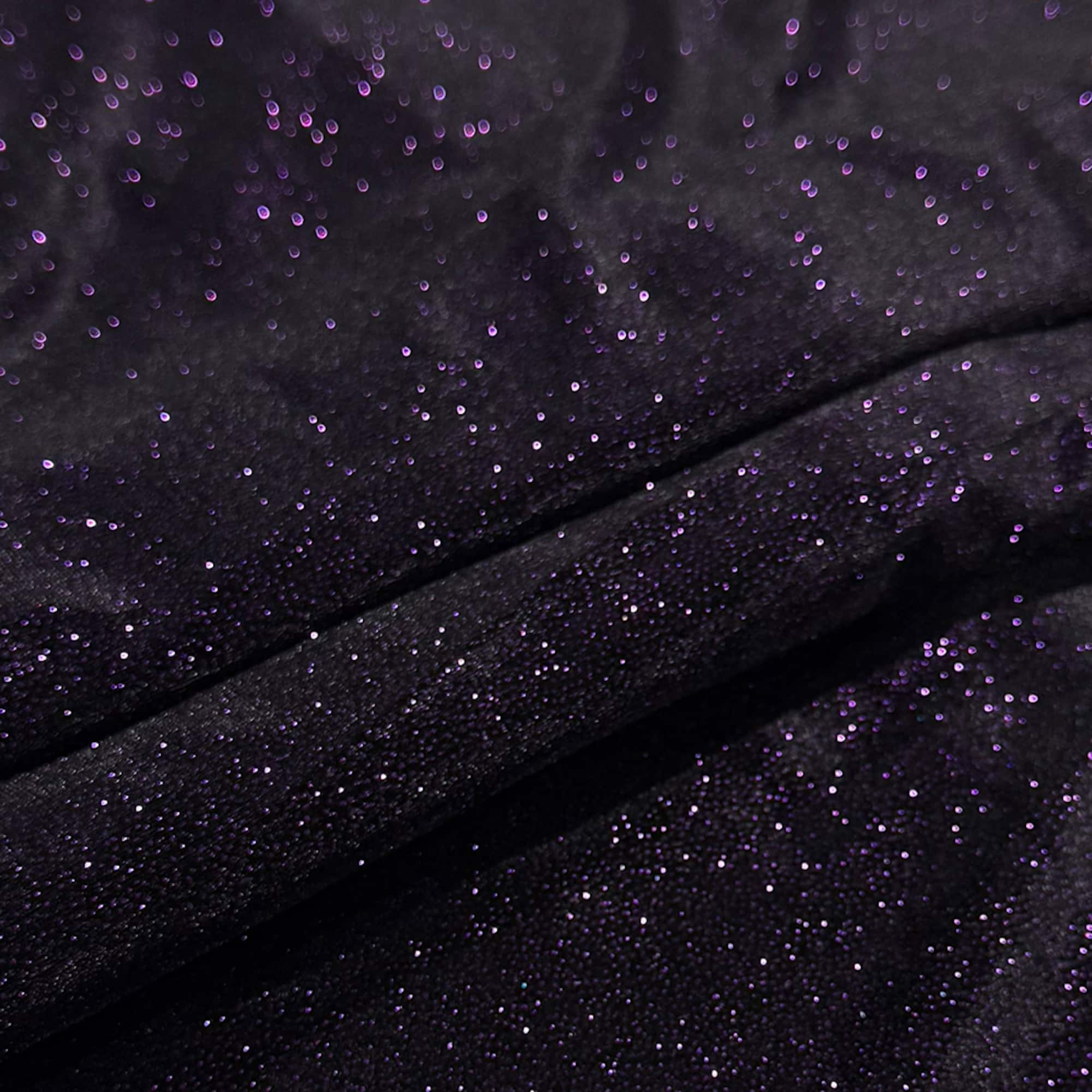 Feldman Black with Purple Sparkle Stretch Velvet Fabric